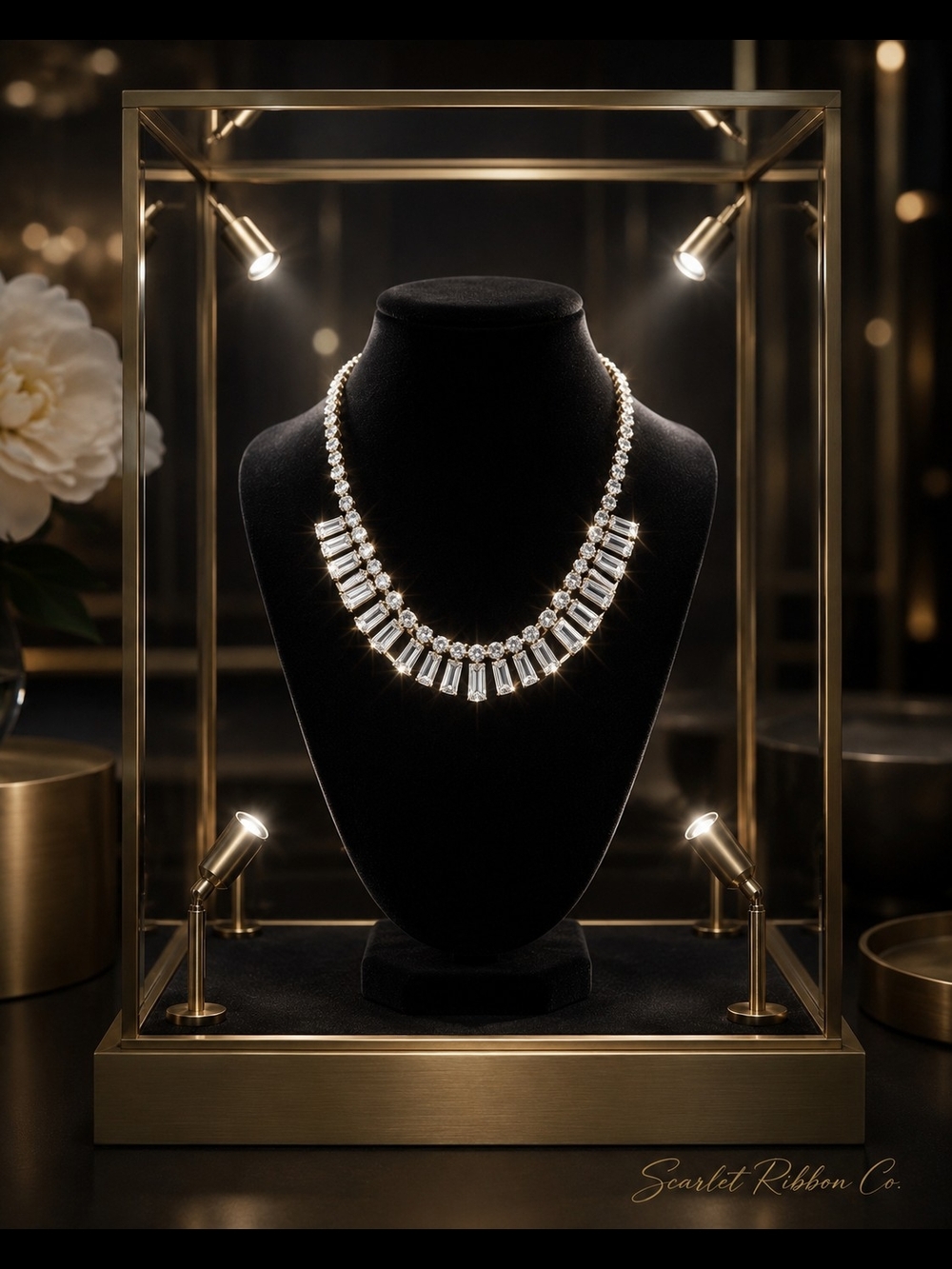 Christian Siriano New York Gold-Tone Crystal Baguette Fringe Necklace
